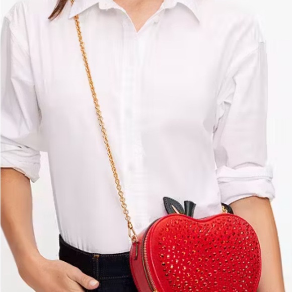 Kate Spade NWT Big Apple Embellished 3d Crossbody Red Beaded Novelty Apple Purse - Picture 3 of 14